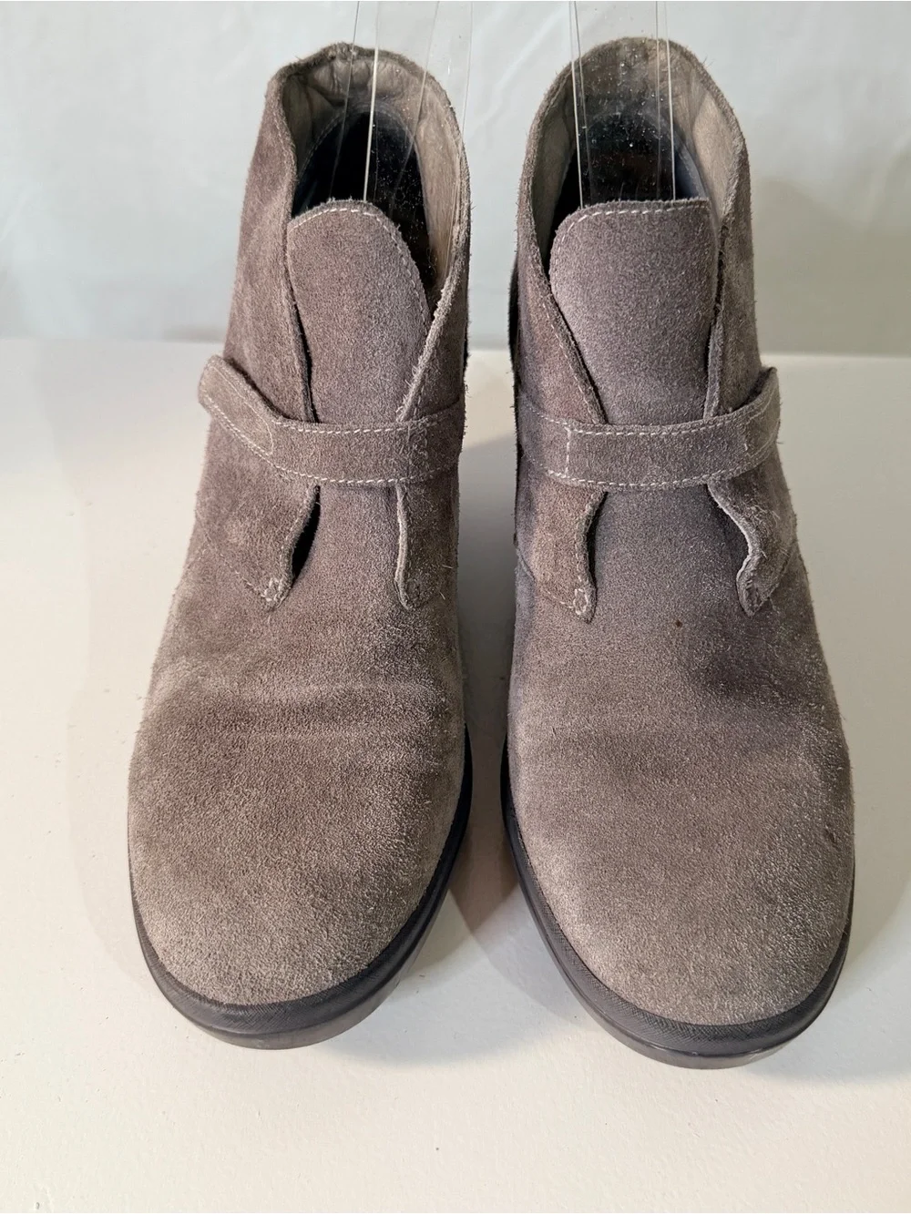 Tsubo Women’s Taupe Suede Wedge Booties - Classic Slip-On Style‎ size 8 comfort